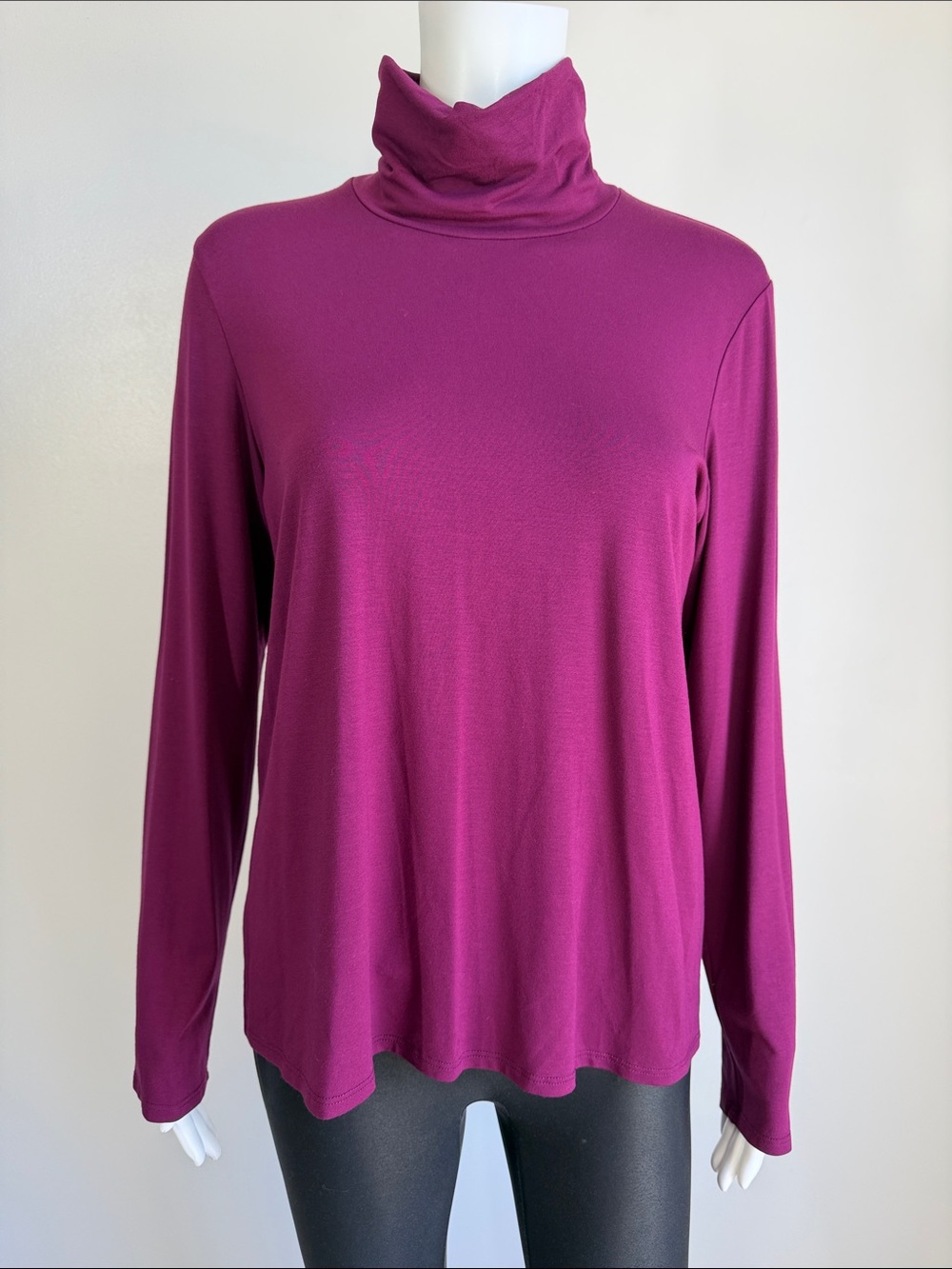 NWT Eileen Fisher Magenta Viscose Lycra Turtleneck Top M